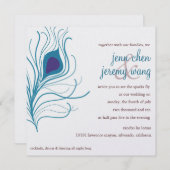 Peacock Feather Wedding eggplant & turquoise Kaart (Voorkant / Achterkant)