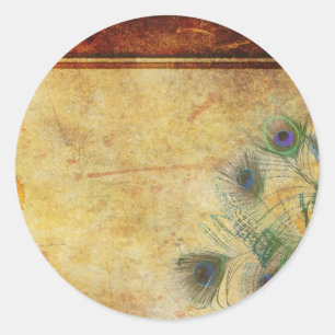 Peacock Feather Wedding Envelope Seal Ronde Sticker