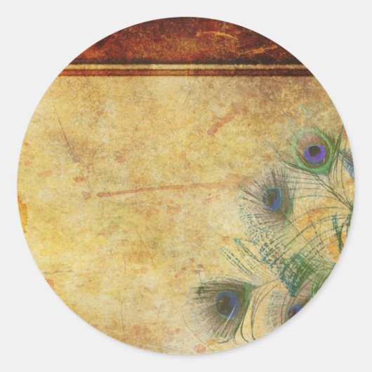 Peacock Feather Wedding Envelope Seal Ronde Sticker (Voorkant)