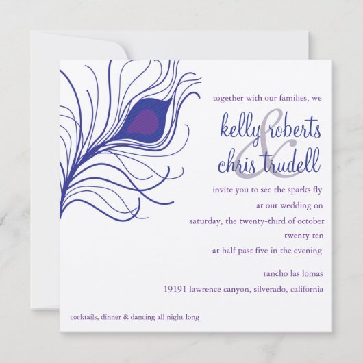 Peacock Feather Wedding Kaart (Voorkant)