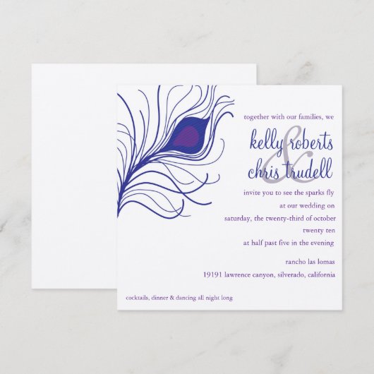 Peacock Feather Wedding Kaart (Voorkant / Achterkant)