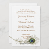 Peacock Feather Wedding Kaart (Voorkant / Achterkant)