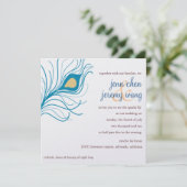 Peacock Feather Wedding-uitnodiging Kaart (Staand voorkant)