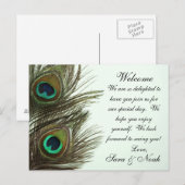 Peacock Feather Wedding Welcome Bag Note Briefkaart (Voorkant / Achterkant)