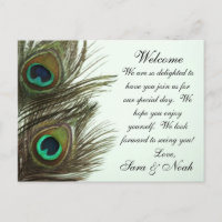 Peacock Feather Wedding Welcome Bag Note