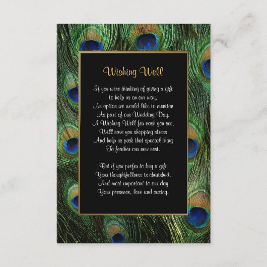 Peacock Feather Wedding - Wishing Well Informatiekaartje (Voorkant)