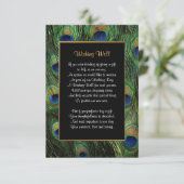 Peacock Feather Wedding - Wishing Well Informatiekaartje (Staand voorkant)