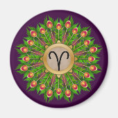 Peacock Feather Wreath Zodiab Sign Aries Magneet (Voorkant)