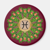 Peacock Feather Wreath Zodiac Sign Pisces Magneet (Voorkant)