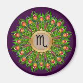 Peacock Feather Wreath Zodiac Sign Scorpio Magneet (Voorkant)