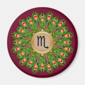 Peacock Feather Wreath Zodiac Sign Scorpio Magneet (Voorkant)