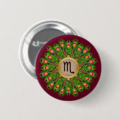 Peacock Feather Wreath Zodiac Sign Scorpio Ronde Button 5,7 Cm (Voorkant /achterkant)