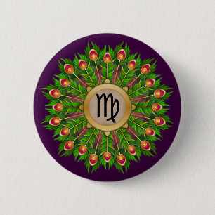 Peacock Feather Wreath Zodiavigo Ronde Button 5,7 Cm