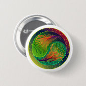 Peacock Feather Yin Yang 3 Ronde Button 5,7 Cm (Voorkant /achterkant)