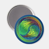 Peacock Feather Yin Yang 4 Magneet (Voorkant / Achterkant)