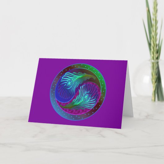 Peacock Feather Yin Yang 5 Kaart (Voorkant)