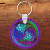 Peacock Feather Yin Yang 5 Sleutelhanger (Voorkant)