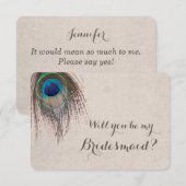 Peacock Feather zal je mijn Bridesmaid zijn Kaart (Voorkant / Achterkant)