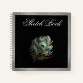 Peacock Feather, Zilveren Rand Zachte Hoesjes Sche Notitieboek (Voorkant)