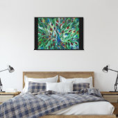 Peacock Feathers 36 x 24-inch Premium Canvass Prin Canvas Afdruk (Insitu (Slaapkamer))