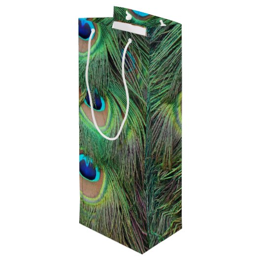 Peacock Feathers 3 Wijn Cadeautas (Achterkant Gekanteld)