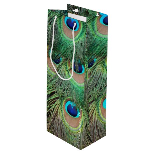 Peacock Feathers 3 Wijn Cadeautas (Voorkant Gekanteld)