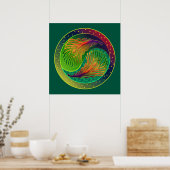 Peacock Feathers 3 Yin Yang Poster (Keuken)