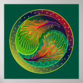 Peacock Feathers 3 Yin Yang Poster (Voorkant)