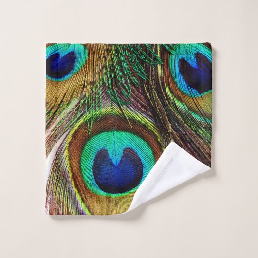 Peacock Feathers 4 Badkamer Handdoek Set (Wasdoekje)