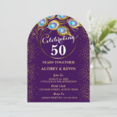 Peacock Feathers 50ste bruiloft Jubileum Kaart (Staand voorkant)