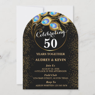 Peacock Feathers 50ste bruiloft Jubileum Kaart