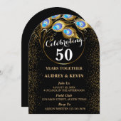 Peacock Feathers 50ste bruiloft Jubileum Kaart (Voorkant / Achterkant)