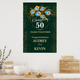 Peacock Feathers 50ste bruiloft Jubileum Poster