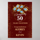Peacock Feathers 50ste bruiloft Jubileum Poster (Voorkant)