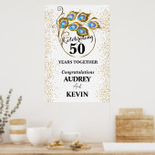 Peacock Feathers 50th Wedding Jubileum Poster (Keuken)