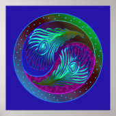 Peacock Feathers 5 Yin Yang Poster (Voorkant)