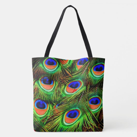 Peacock Feathers 7A-B All-Over-Print Canvas tas (Achterkant)