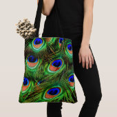 Peacock Feathers 7A-B All-Over-Print Canvas tas (Dichtbij)