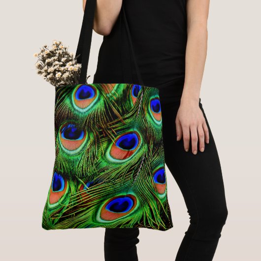 Peacock Feathers 7A-B All-Over-Print Canvas tas (Dichtbij)