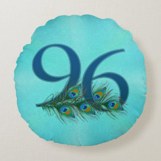 Peacock Feathers 96 Birthday Anniversary Milestone Rond Kussen
