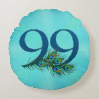 Peacock Feathers 99 Birthday Anniversary Milestone Rond Kussen