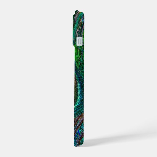Peacock Feathers Achtergrond Klaar om iPhone 15 Case (Linkerkant)