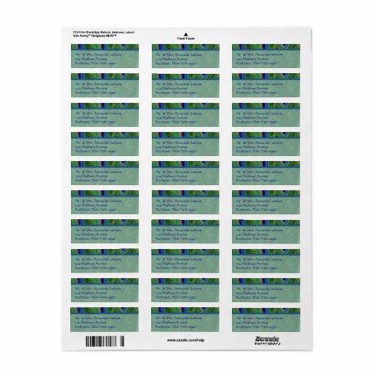 Peacock Feathers Adresetiketten Etiket (Full Sheet)