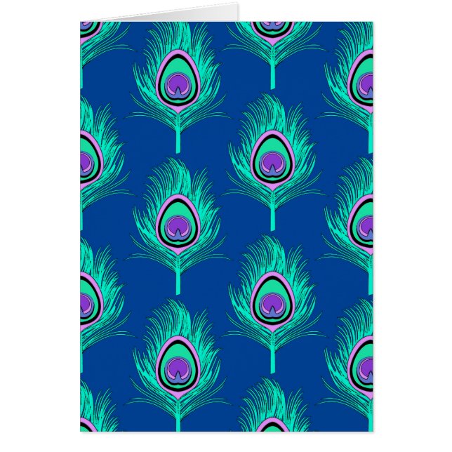 Peacock Feathers, Aqua on Deep Cobalt Blue (Voorkant)