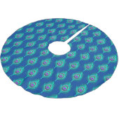 Peacock Feathers, Aqua on Deep Cobalt Blue Kerstboom Rok (Gekanteld)