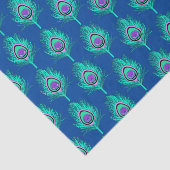 Peacock Feathers, Aqua on Deep Cobalt Blue Tissuepapier (Detail)