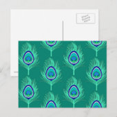 Peacock Feathers, Aqua on Turquoise / Peacock Briefkaart (Voorkant / Achterkant)