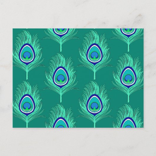 Peacock Feathers, Aqua on Turquoise / Peacock Briefkaart (Voorkant)