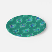 Peacock Feathers, Aqua on Turquoise / Peacock Papieren Bordje (Gekanteld)