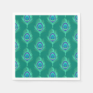 Peacock Feathers, Aqua on Turquoise / Peacock Servet